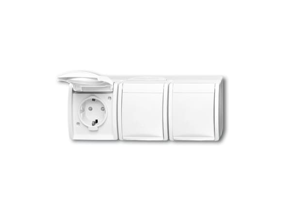Busch-Jaeger 2300/3 EBW-54, CEE 7/3, 2P+E, Valkoinen, IP44, 250 V, 16 A Valkoinen