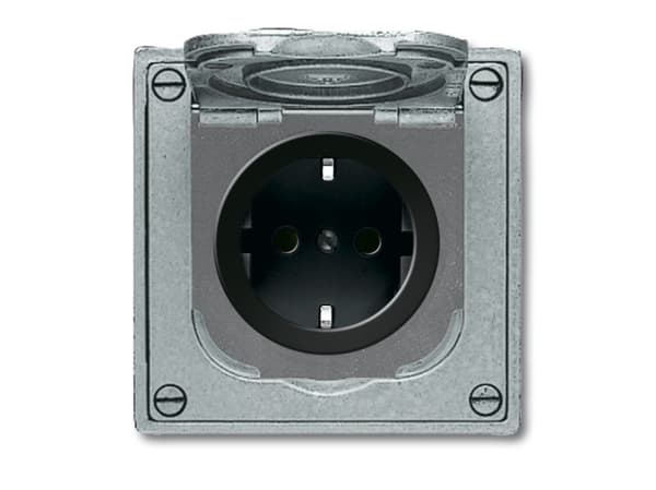 Busch-Jaeger 2011-0-3871, CEE 7/3, 2P+E, Svart, Grå, Gjuten aluminium, Plast, 250 V, 16 A Svart, Grå