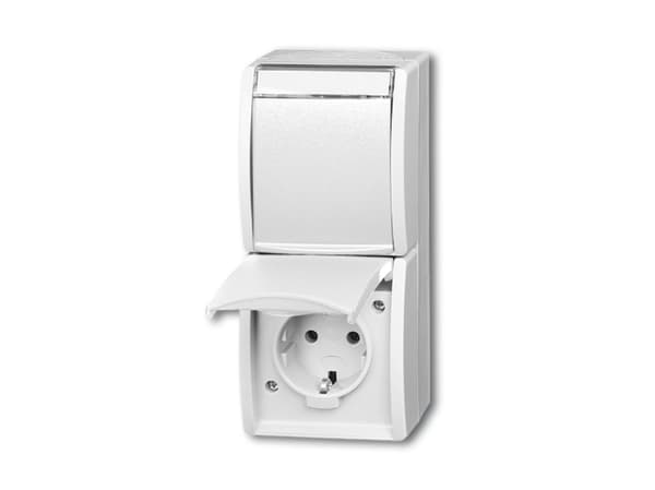 Busch-Jaeger 20-02 EWN-54, CEE 7/3, 2P+E, Valkoinen, IP44, 250 V, 16 A