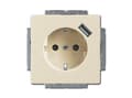 Pikkukuva 1 / 2: Busch-Jaeger 2011-0-6159, CEE 7/3 + USB, 2P+E, 5 - 35 °C, Valkoinen, IP20, CE