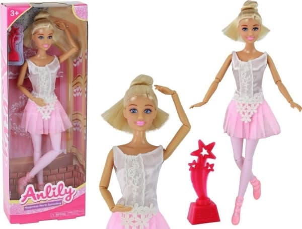 LeanToys Barnedukke Anlily Ballerina Danser Statuette Bun Rosa Kjole