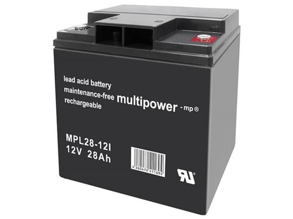 multipower MPL28-12I Blybatteri 12 V 28 Ah Blyfleece (B x H x T) 166 x 176 x 126 mm M5 skruetilslutning Vedligeholdelsesfri, Lav selvafladning