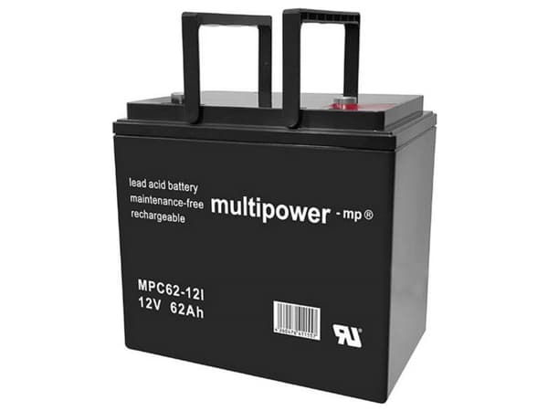 multipower MPC62-12I Blybatteri 12 V 62 Ah Blyfleece (B x H x T) 226 x 214 x 135 mm M6 skruetilslutning Cyklusstabilt, Vedligeholdelsesfri, Lav selva