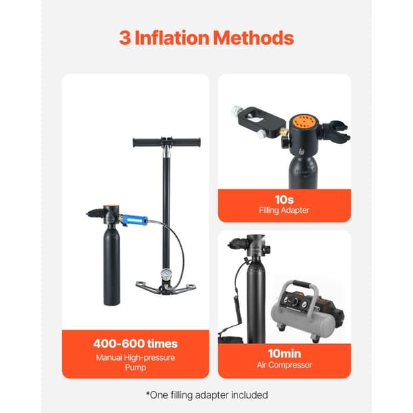 0,5 L Scuba Tank, Dykdjup 32,81 ft, Bärbar dykartank med pump, för dykning och fridykning