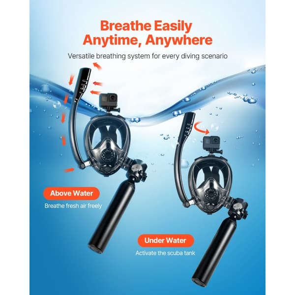0,5 L Scuba Tank, Dykdjup 32,81 ft, Bärbar dykartank med pump, för dykning och fridykning
