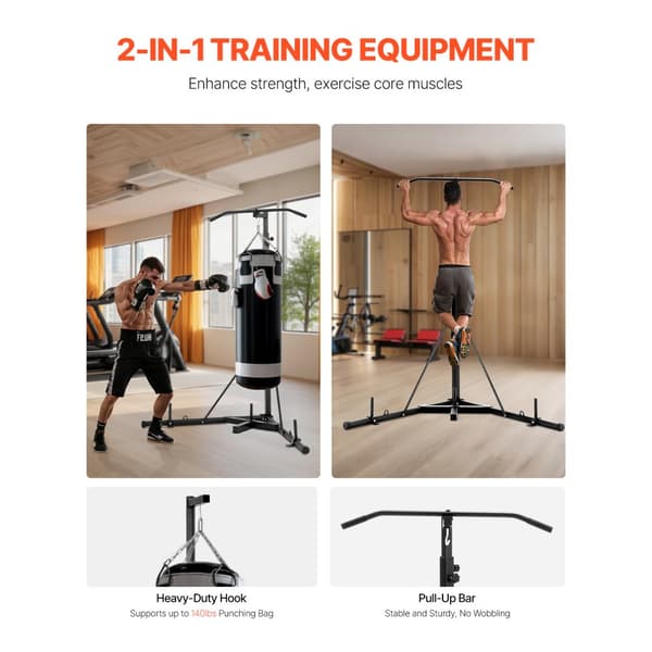 2-i-1 Tungvikt Boxningssäck, Stansning Fitnessställ, Robust Stålram, För Professionell Träning