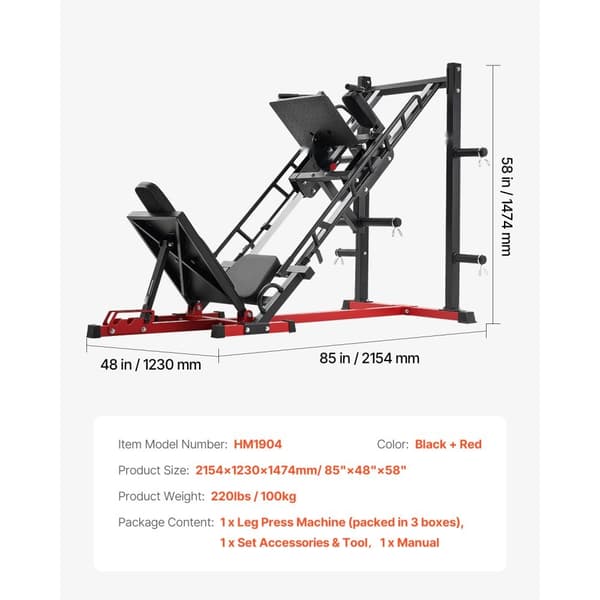 Benpress Hack Squat Combo Maskin, Justerbar Underkropp, Special Hemgymutrustning