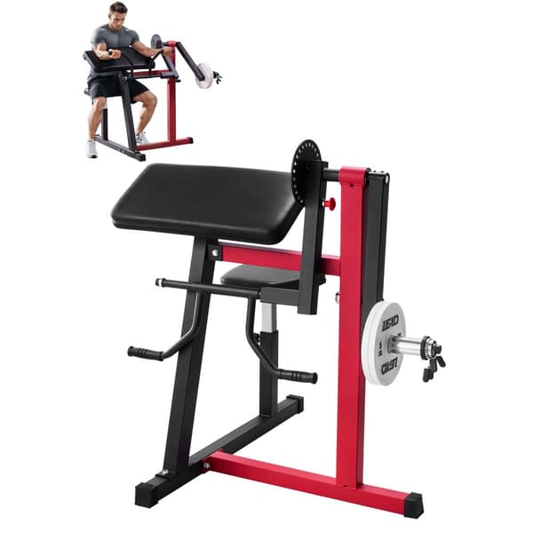2-i-1 Predikant Curl Bänk, Biceps Curls och Triceps Extension Maskin, Justerbar Höjd och Lutningsvinkel