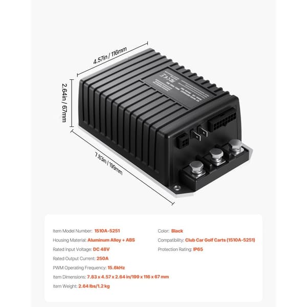 Golfvognscontroller 48V 250A, Hastighedskontroller til Club Car 1510A-5251, hurtig hastighedsjustering