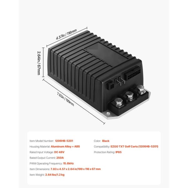 Golfvogn Kontrolboks 48V 250A, Hastighedsregulator for EZGO TXT 1206HB-5201, Hastighedsjustering