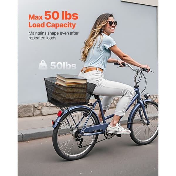 Bakre Cykelkorg, Wire Mesh Modell, med Lastnät och Vattentätt Lock