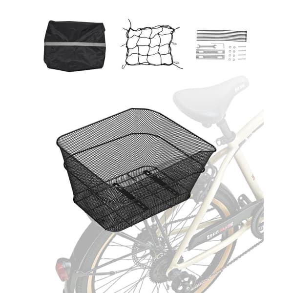 Bakre Cykelkorg, Wire Mesh Modell, med Lastnät och Vattentätt Lock