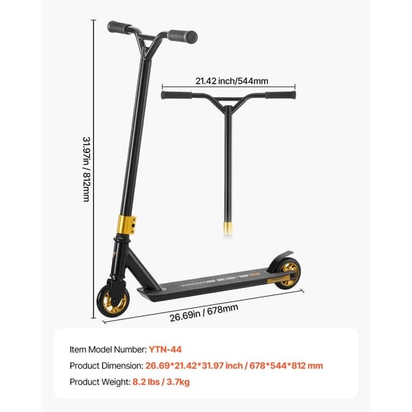 Stunt Scooter, Street Trick Scooter, til børn og voksne, letvægtsdæk, høj ydeevne