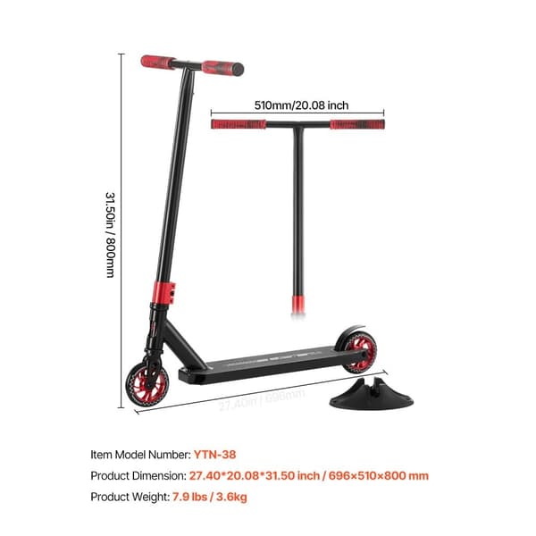 Stunt Scooter, Gade Trick Scooter, Til Børn og Voksne, Dobbeltlagsdæk