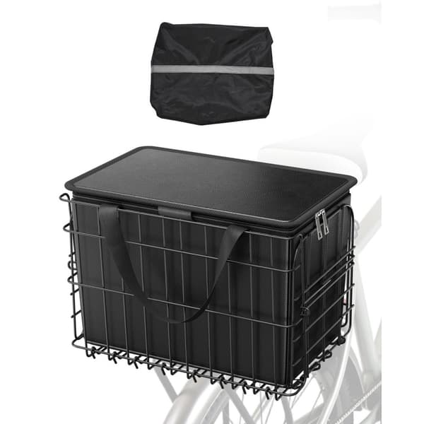 Bakre Cykelkorg, Vikbar Modell med Cargo Net Liner, Vattentäckning och Lätt att Installera