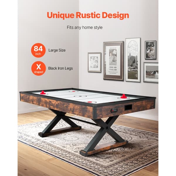Air Hockey Bord 214 cm, Air Powered Arcade Bord, Elektroniske Scorer, Pushers