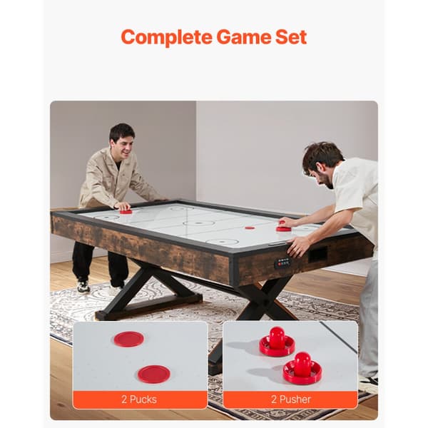 Air Hockey Bord 214 cm, Air Powered Arcade Bord, Elektroniske Scorer, Pushers