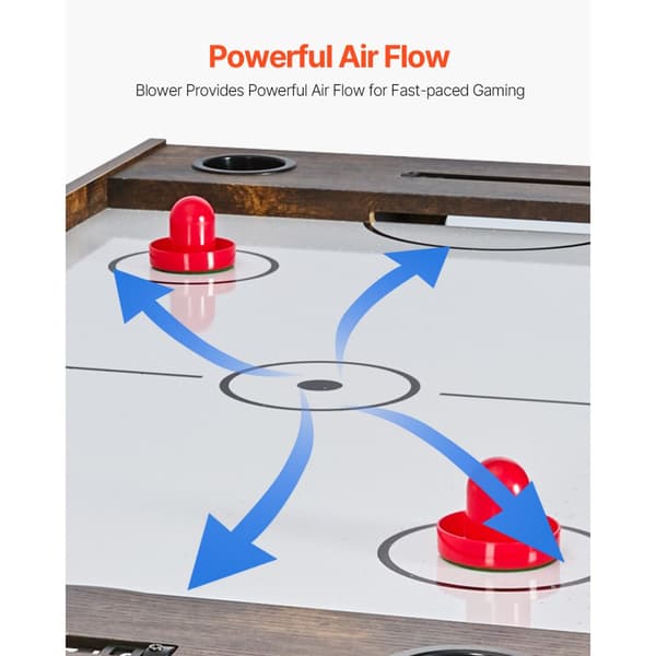 Air Hockey Bord 137,1 cm, 3-i-1 Luftdrevet Combo Bord, Inkluderer Bordfodbold og Bordtennis
