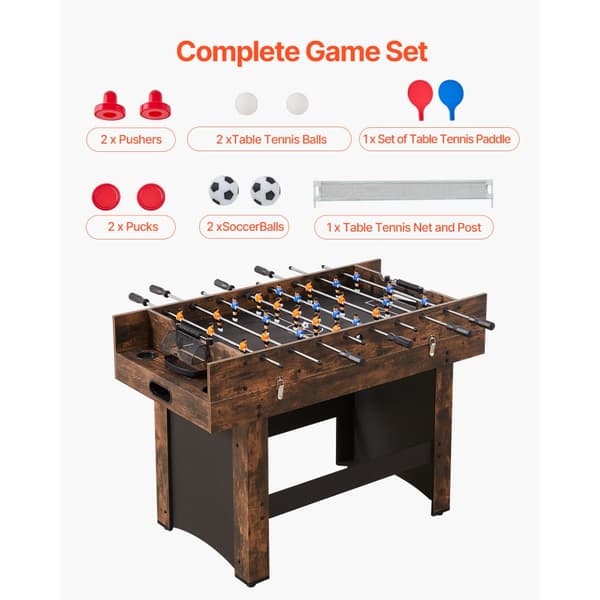 Air Hockey Bord 137,1 cm, 3-i-1 Luftdrevet Combo Bord, Inkluderer Bordfodbold og Bordtennis