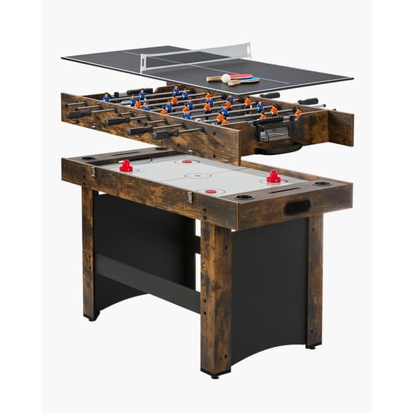 Air Hockey Bord 137,1 cm, 3-i-1 Luftdrevet Combo Bord, Inkluderer Bordfodbold og Bordtennis