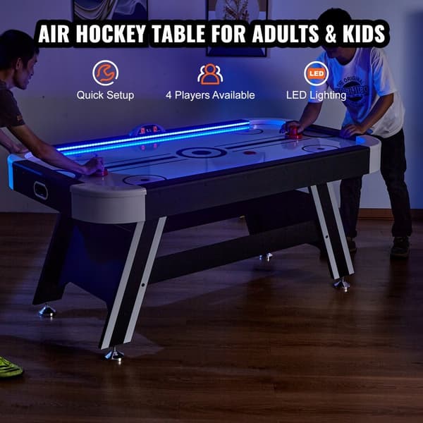 Hockeybord med luftdrevet, Sport Hockeyspil, Pucke med LED Scoringssystem