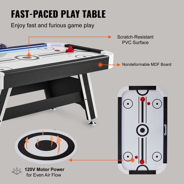 Hockeybord med luftdrevet, Sport Hockeyspil, Pucke med LED Scoringssystem
