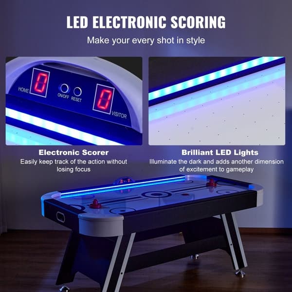 Hockeybord med luftdrevet, Sport Hockeyspil, Pucke med LED Scoringssystem