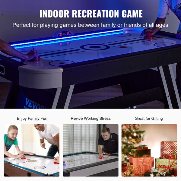 Hockeybord med luftdrevet, Sport Hockeyspil, Pucke med LED Scoringssystem