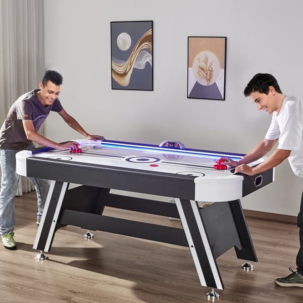 Hockeybord med luftdrevet, Sport Hockeyspil, Pucke med LED Scoringssystem