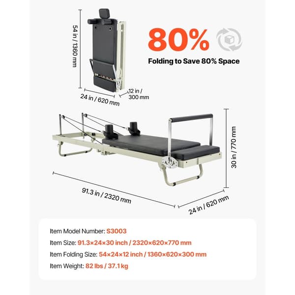 Pilates Reformer -taitettava, Pilates-kone, kotikuntosali, harjoituslaitteet