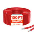 Miniatyrbillede 11 af 11: 100FT Solpanel Forlængerkabel 10AWG, Vandtæt PV 6mm² Kabel, Rød Farve