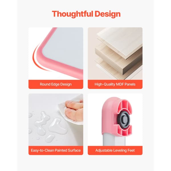 Børnestol og skrivebordssæt, Bordlampe, Justerbar Højde & Hældende Desktop, Pink