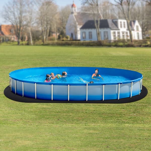 15x30 fod Oval Poolforingspude, Overjordiske Pools, Heavy Duty Poolmåtte, Holdbar & Skyddende