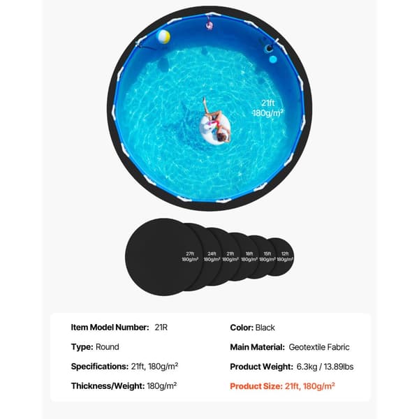 21ft Rund Poolforingspude, Overjordisk Pool, Heavy Duty Poolmåtte, Langvarig, God Beskyttelse