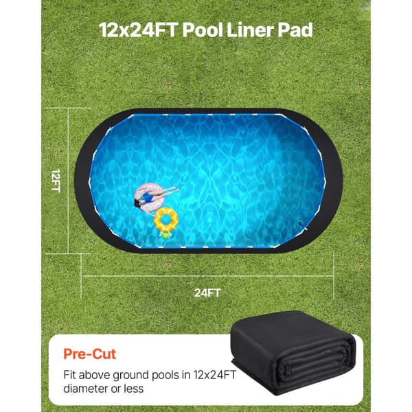 Oval Pool Liner Pad 12x24 fot, Matta för ovanjordspooler, Tålig och Heavy Duty