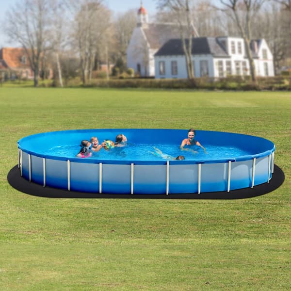 Oval Pool Liner Pad 12x24 fot, Matta för ovanjordspooler, Tålig och Heavy Duty