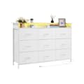 Miniatyrbillede 1 af 11: 9-Skuffe Kommode, Høj Stof Skuffe Kommode, LED & Outlet, Hvid Farve
