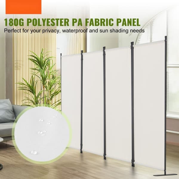 Rumskillevæg 4-Panel, Foldbar Privacy Skærm, Stof Skillevæg til Kontor, Hvid Farve
