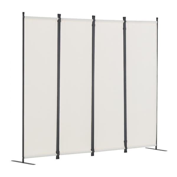 Rumskillevæg 4-Panel, Foldbar Privacy Skærm, Stof Skillevæg til Kontor, Hvid Farve