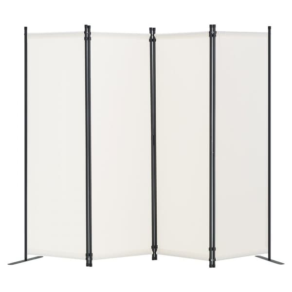 Rumskillevæg 4-Panel, Foldbar Privacy Skærm, Stof Skillevæg til Kontor, Hvid Farve