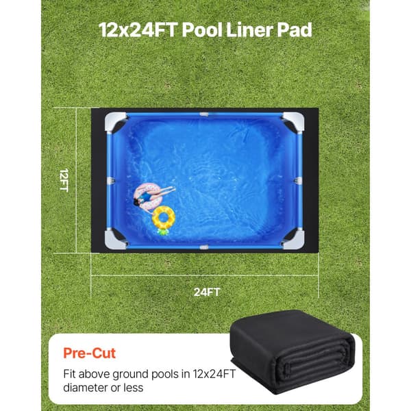 Rektangel poolforingspude 12x24ft, Kraftig poolmåtte, forhindrer punkteringer