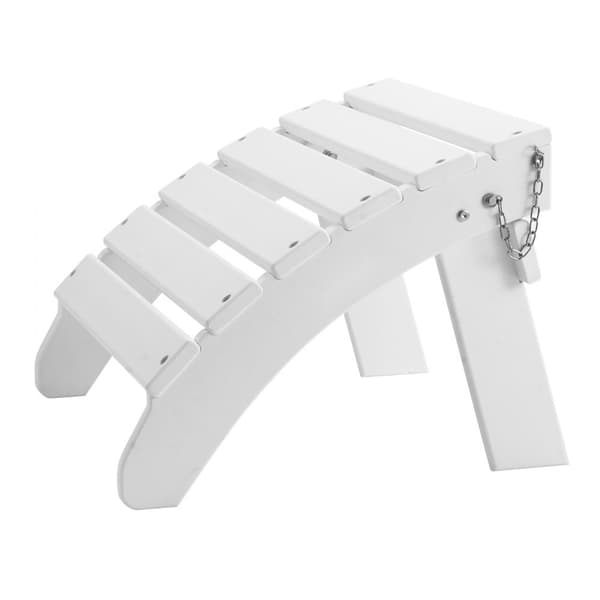 Adirondack-jalkatuki, 17,7 L x 19,7 W x 13,8 H tuuman, HDPE-materiaali, taitettava, valkoinen