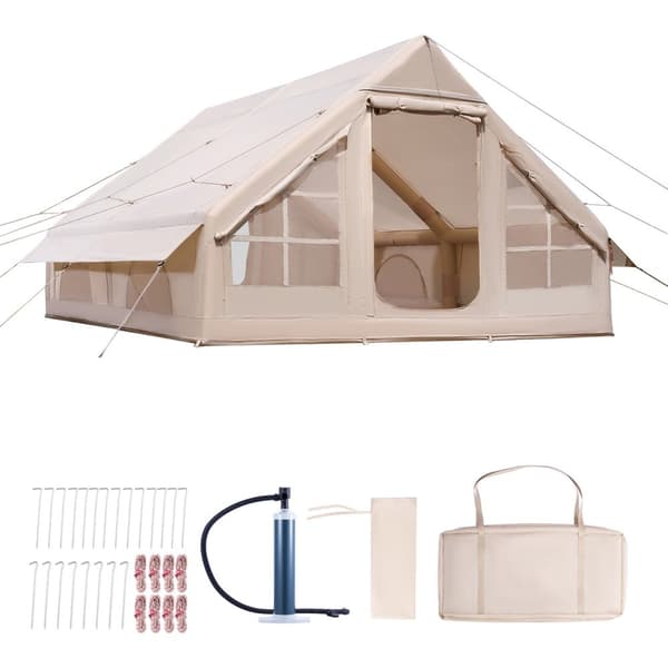Uppblåsbart Campingtält, 5-8 Personers Glampingtält, Pump Inkluderad, Enkelt att Installera