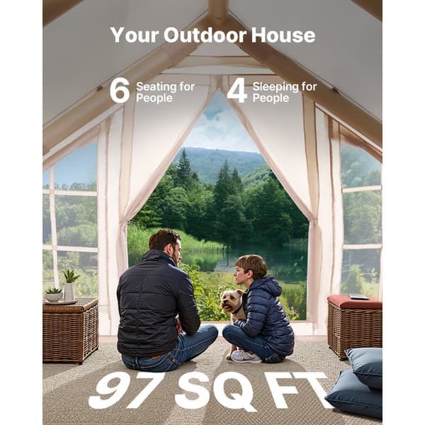 Puhallettava Retketeltta, 4-6 Henkilöä, Glamping, Pumppu Mukana, Helppo Pystyttää
