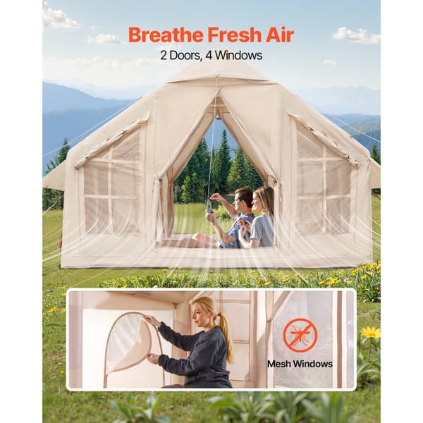 Puhallettava Retketeltta, 4-6 Henkilöä, Glamping, Pumppu Mukana, Helppo Pystyttää