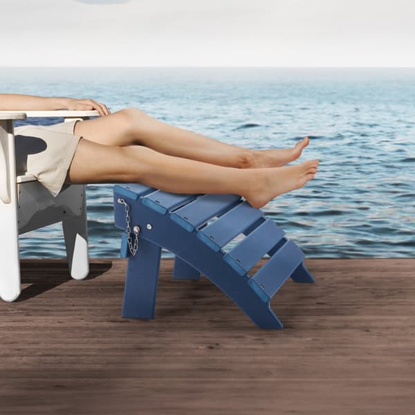 Adirondack Ottoman 15,7L x 18,9W x 13H, HDPE Foldefodstøtte, Blå Farve, Høj Holdbarhed