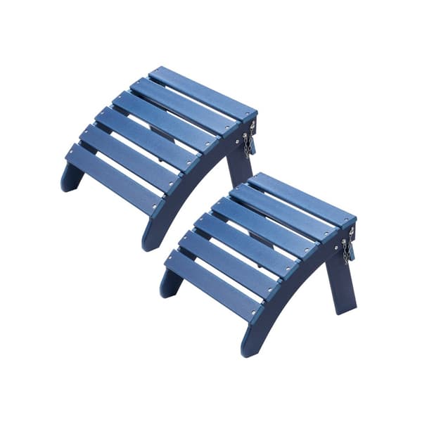 Adirondack Ottoman 2 Sæt, 18,7L x 18,9W x 13,8H Tommer, HDPE Fodstøtte, Blå