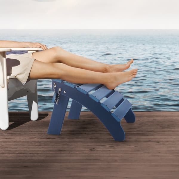 Adirondack Ottoman, 18,7L x 18,9W x 13,8H Tommer, HDPE Foldefodstøtte, Blå