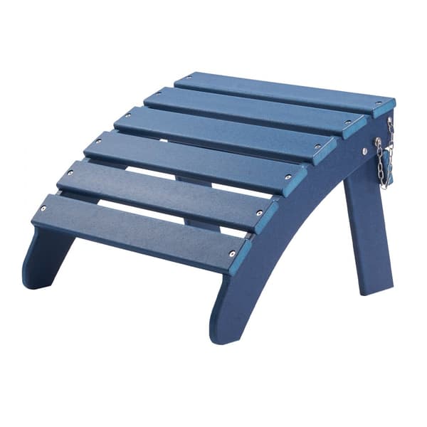 Adirondack Ottoman, 18,7L x 18,9W x 13,8H Tommer, HDPE Foldefodstøtte, Blå