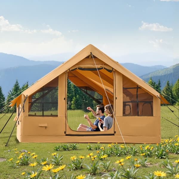 Uppblåsbart Tält för Camping, 5-8 Personers Glampingtält, Med Pump, Lätt att Montera